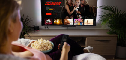 Woman watching a smart TV